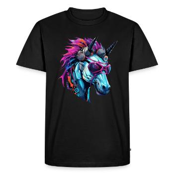 Licorne cool à deux cornes - style cyberpunk - T-shirt Premium bio Homme - noir - Devant - Nico (187cm)