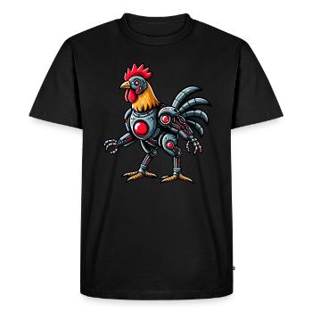 Robot Cyborg Poulet Coq Futuriste - T-shirt Premium bio Homme - noir - Devant - Nico (187cm)