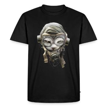 PILOTCAT (éclaboussures) - T-shirt Premium bio Homme - noir - Devant - Nico (187cm)