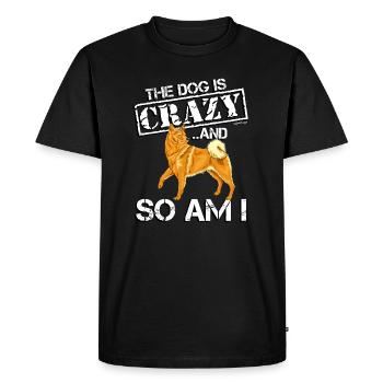 Finnish Spitz Crazy - Men's Premium Organic T-Shirt - black - Front - Nico (187cm)
