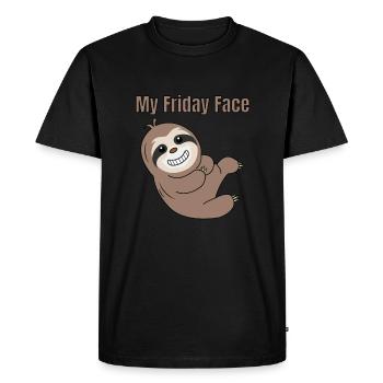 Funny, Lazy But Cute Tshirt Design My Friday Face - Men's Premium Organic T-Shirt - black - Front - Nico (187cm)