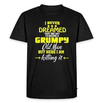 Je deviendrais un vieux t-shirt grincheux, un t grincheux - T-shirt Premium bio Homme - noir - Devant - Nico (187cm)
