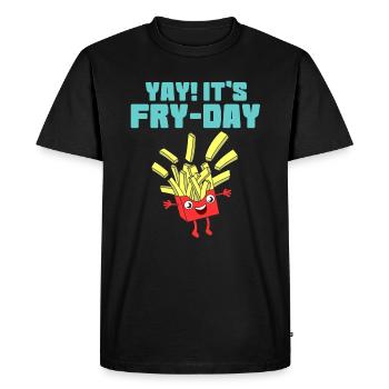 Awesome Trend Design Fryday Tshirt Yay It's Fry - Men's Premium Organic T-Shirt - black - Front - Nico (187cm)