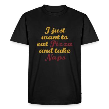 Funny Nap King Tshirt Design Pizza Naps - Men's Premium Organic T-Shirt - black - Front - Nico (187cm)