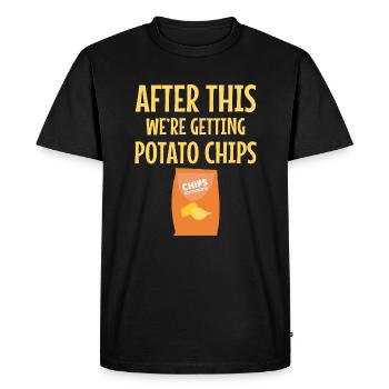Chips de pommes de terre Manger Snack Bonbons Food - T-shirt Premium bio Homme - noir - Devant - Nico (187cm)