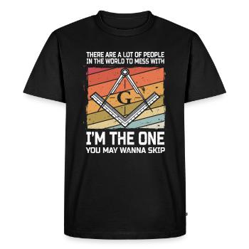 Masonic Masonic Bricklayer Illuminati Symbol Circle Angle - Men's Premium Organic T-Shirt - black - Front - Nico (187cm)