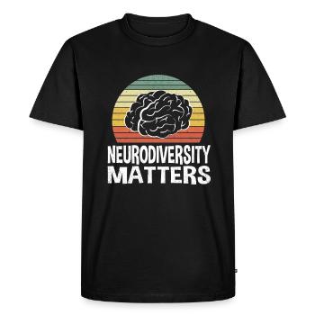 Neurodiversity Neurodiversité Autiste Autisme - T-shirt Premium bio Homme - noir - Devant - Nico (187cm)