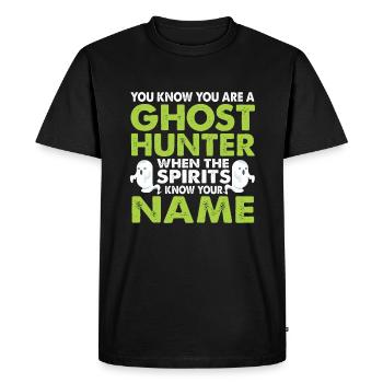 Fantômes Chasse Fantôme Hunter fantôme Halloween Hanté - T-shirt Premium bio Homme - noir - Devant - Nico (187cm)