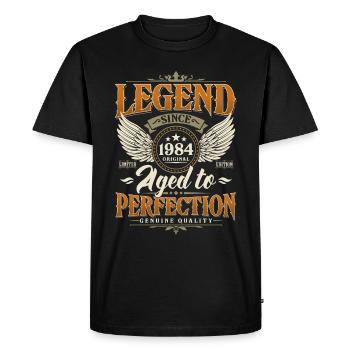 Légende depuis 1984 Vintage Vintage Anniversaire - T-shirt Premium bio Homme - noir - Devant - Nico (187cm)