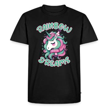RAINBOW DREAMS, UN RÊVE DE LICORNE ENDORMIE - T-shirt Premium bio Homme - noir - Devant - Nico (187cm)