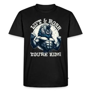 LIFT & ROAR : VOUS ÊTES ROI, UN LION DU CULTURISME - T-shirt Premium bio Homme - noir - Devant - Nico (187cm)