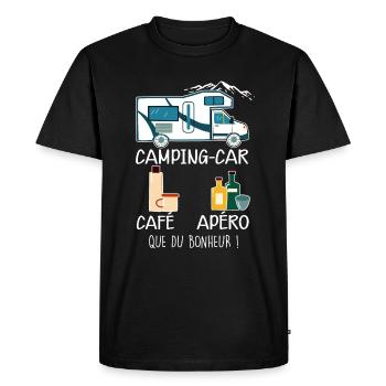 Pause café camping-car T-shirt Camping-car - T-shirt Premium bio Homme - noir - Devant - Nico (187cm)