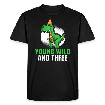Young wild and three 3rd Birthday Toddler Dino - Men's Premium Organic T-Shirt - black - Front - Nico (187cm)