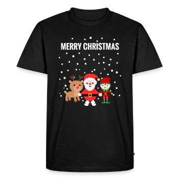JOYEUX NOEL, Père Noël, Renne, Elfe - T-shirt Premium bio Homme - noir - Devant - Nico (187cm)