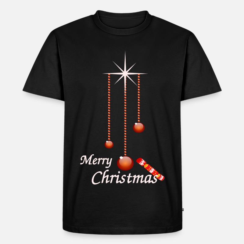 Weihnachtskugeln mit Bonbon - Männer Premium Bio T-Shirt - Schwarz