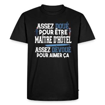 Maître d'Hôtel Métier Homme Cadeau Restaurant - T-shirt Premium bio Homme - noir - Devant - Nico (187cm)
