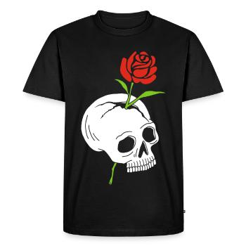 Le crâne et la rose - T-shirt Premium bio Homme - noir - Devant - Nico (187cm)