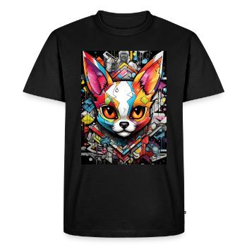 [] Le regard séduisant du renard - T-shirt Premium bio Homme - noir - Devant - Nico (187cm)