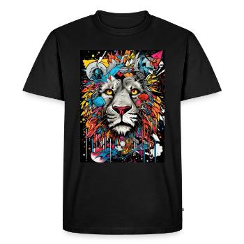 Majesté royale : Imposante fierté de lion - T-shirt Premium bio Homme - noir - Devant - Nico (187cm)