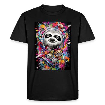 [] Conte de fées de paresseux heureux - T-shirt Premium bio Homme - noir - Devant - Nico (187cm)