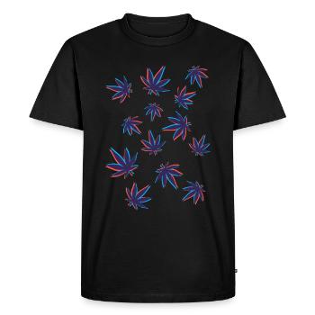 Hemp Leaves Cannabis Leaves 3D - Men's Premium Organic T-Shirt - black - Front - Nico (187cm)