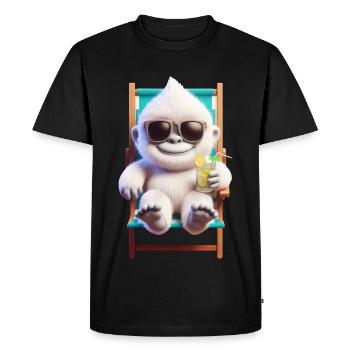 Yeti Monster in Sun Chair - Men's Premium Organic T-Shirt - black - Front - Nico (187cm)