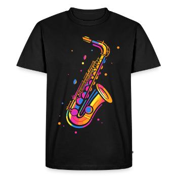 Saxophone rétro - T-shirt Premium bio Homme - noir - Devant - Nico (187cm)