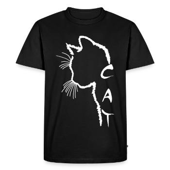 Silhouette de chat blanc - T-shirt Premium bio Homme - noir - Devant - Nico (187cm)