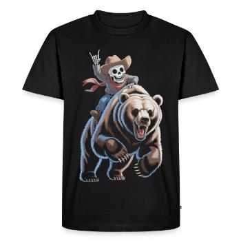 Skeleton cowboy on bear - Men's Premium Organic T-Shirt - black - Front - Nico (187cm)