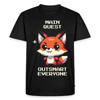 Main Quest: Outsmart Everyone | Fox, Trickster - Men's Premium Organic T-Shirt - black - Front - Nico (187cm)