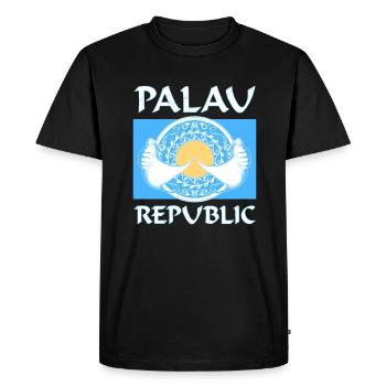 Palau Flag Manta Rays - Men's Premium Organic T-Shirt - black - Front - Nico (187cm)