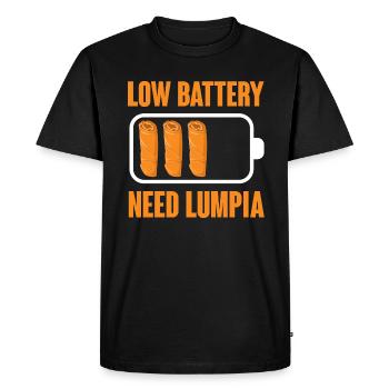 low battery need lumpia Design for a enthusiast of - Men's Premium Organic T-Shirt - black - Front - Nico (187cm)