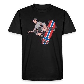 Skateboard Skater Norway Flag Nordic Oslo - Men's Premium Organic T-Shirt - black - Front - Nico (187cm)