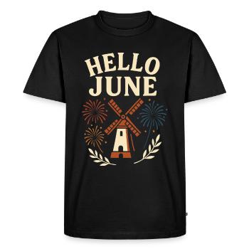 Hello June Retro Celebration Design - Men's Premium Organic T-Shirt - black - Front - Nico (187cm)