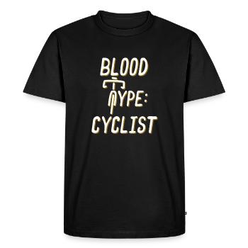 BLOOD TYPE CYCLIST ROAD BICYCLE LOVER SHIRT - Men's Premium Organic T-Shirt - black - Front - Nico (187cm)