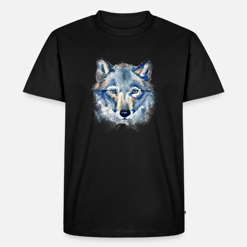 Kunst Wolf - Männer Premium Bio T-Shirt - Schwarz