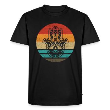 Hamsa Main de Fatima Retro Style Vintage - T-shirt Premium bio Homme - noir - Devant - Nico (187cm)