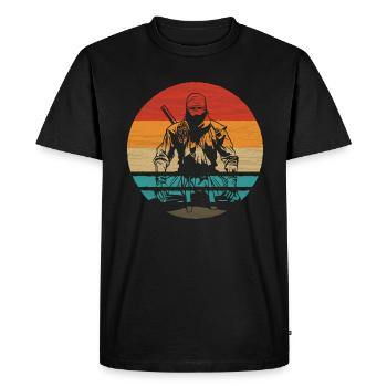 Ninja Retro Style Vintage - Men's Premium Organic T-Shirt - black - Front - Nico (187cm)