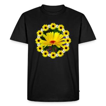souci jaune marguerites de tournesol fleur - T-shirt Premium bio Homme - noir - Devant - Nico (187cm)