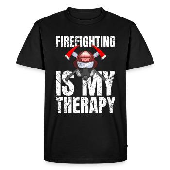 La lutte contre les incendies est ma thérapie Brigade de pompiers - T-shirt Premium bio Homme - noir - Devant - Nico (187cm)