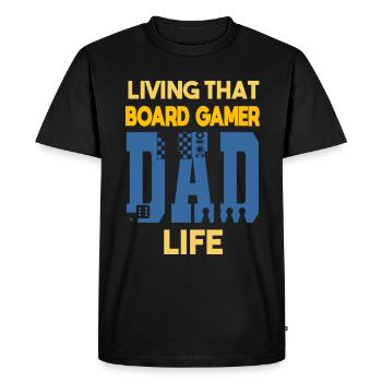 Living That Board Gamer Dad Life Papa Board Player - Men's Premium Organic T-Shirt - black - Front - Nico (187cm)