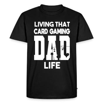 Vivre ce jeu de cartes papa vie joueur de cartes - T-shirt Premium bio Homme - noir - Devant - Nico (187cm)