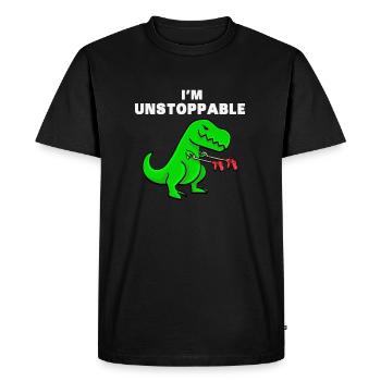JE SUIS dinosaure UNSTOPPABLE T-Rex Tyrannosaurus - T-shirt Premium bio Homme - noir - Devant - Nico (187cm)