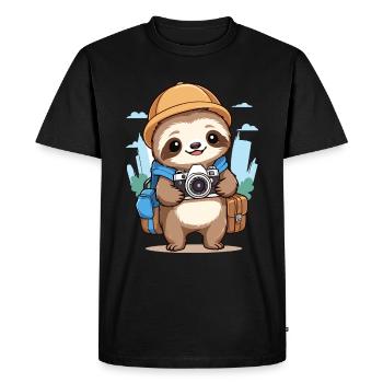 Paresseux en vacances - T-shirt Premium bio Homme - noir - Devant - Nico (187cm)