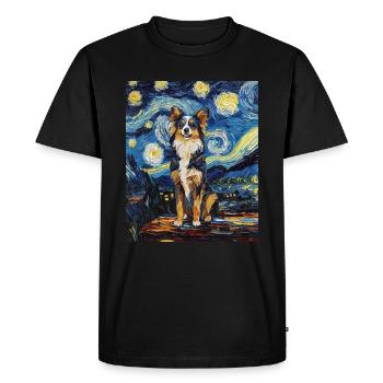Berger Australien Chien nuit étoilée van gogh - T-shirt Premium bio Homme - noir - Devant - Nico (187cm)