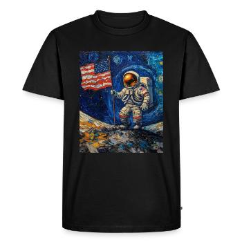 Astronaute sur la lune avec le drapeau américain - T-shirt Premium bio Homme - noir - Devant - Nico (187cm)