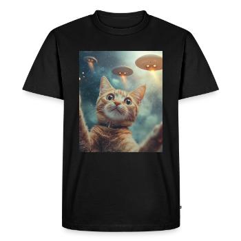 Chat Selfie OVNI - T-shirt Premium bio Homme - noir - Devant - Nico (187cm)