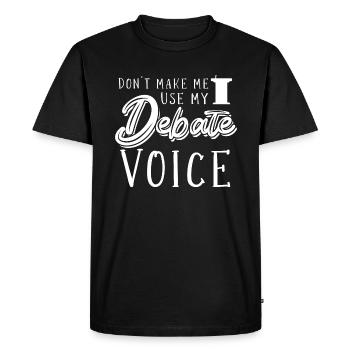 Débat Débat argumentation - T-shirt Premium bio Homme - noir - Devant - Nico (187cm)