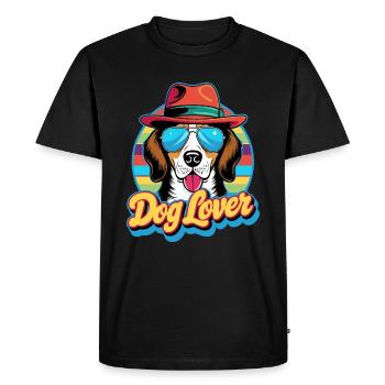 Amoureux des chiens Design rétro - T-shirt Premium bio Homme - noir - Devant - Nico (187cm)