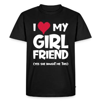 J'adore ma copine, elle a acheté ce Valentin - T-shirt Premium bio Homme - noir - Devant - Nico (187cm)